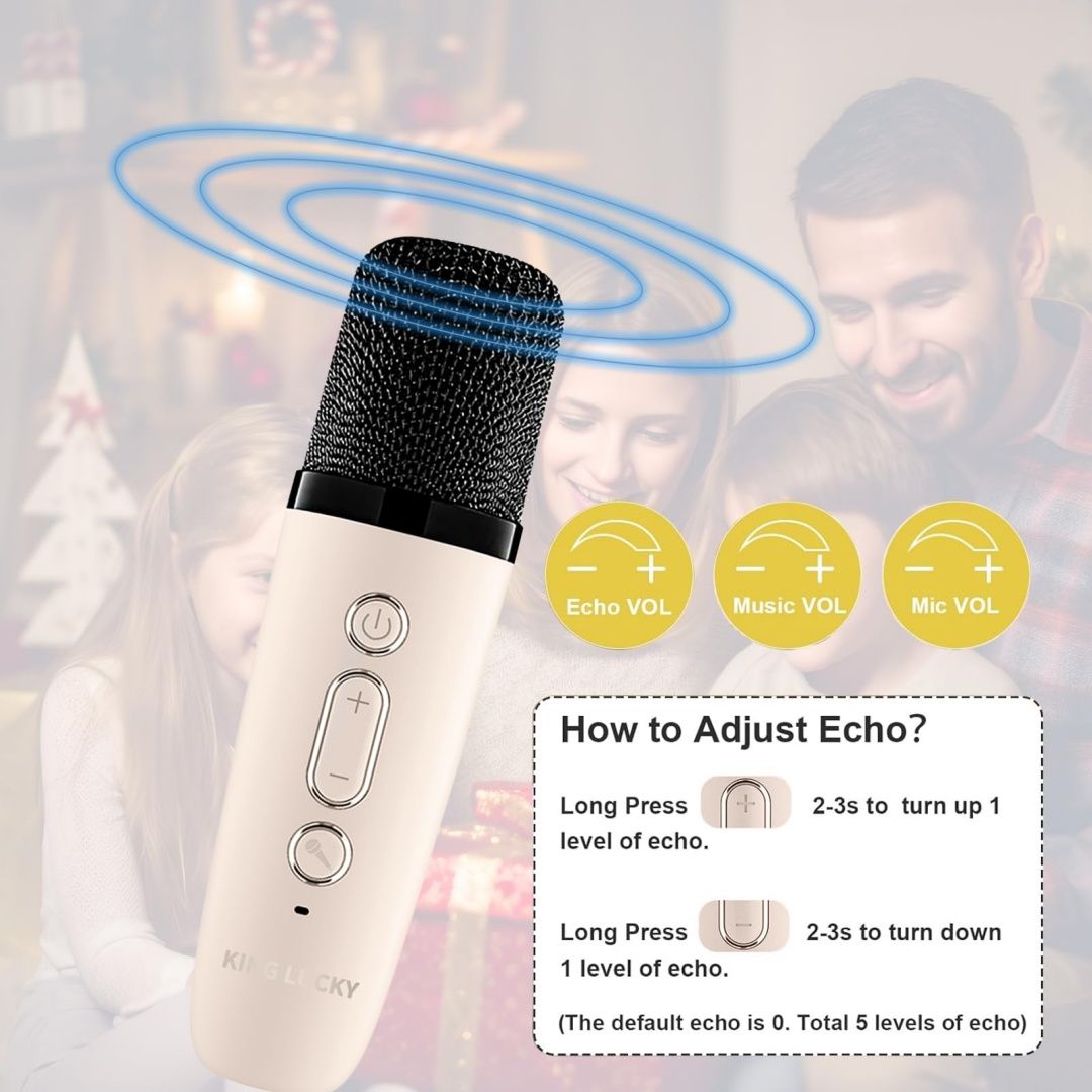 Portable Bluetooth Karaoke Speaker for All Ages – Includes 2 Wireless Microphones, LED Lights, and Fun Sound Effects – Perfect Christmas Gift for Music Lovers Doba