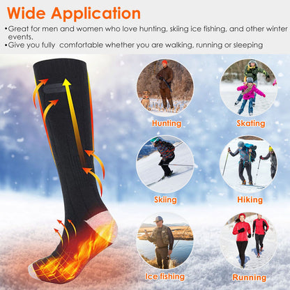 Rechargeable Electric Heated Socks for Men and Women - Battery-Powered Foot Warmers with 4 Adjustable Temperature Levels, Machine Washable for Indoor and Outdoor Use Doba