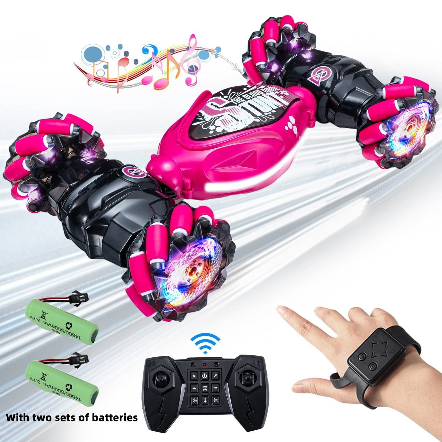 Gesture RC Car; 4WD 2.4G Remote Control Car Foe Boys And Adults; Hand Controlled RC Car; All Terrains Monster Trucks For Boys Gusture RC Stunt Car 360° Flips Gift For Age 4-12 With Light Music Doba