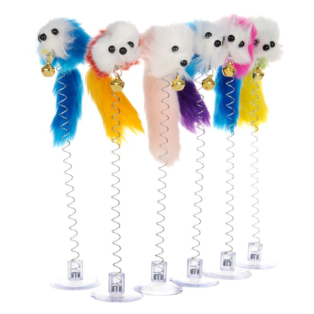 Interactive Feather Teaser Rod with Mini Bell - Cartoon Mouse Cat Toy for Engaging Play Doba