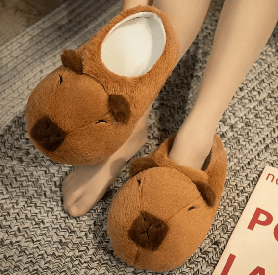 Adorable Cartoon Capybara Plush Cotton Slippers with Non-Slip Sole for Cozy Home Wear Doba