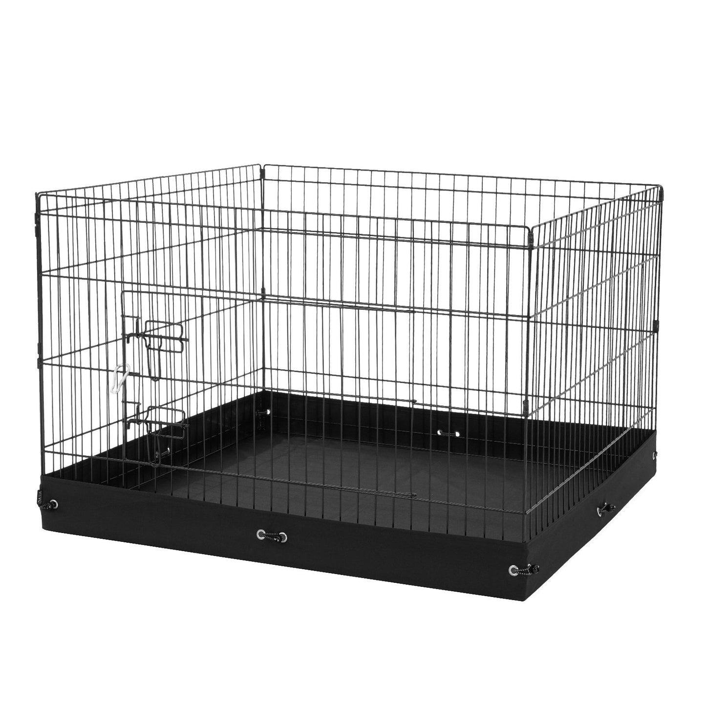 Portable 4-Panel Metal Dog Exercise Pen with Zippered Top Cover and Waterproof Base Mat