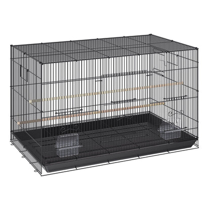 VEVOR 30-Inch Spacious Metal Bird Cage for Cockatiels, Parakeets, and Budgies with Rolling Stand and Easy-Clean Tray Doba