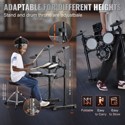 VEVOR Portable Electronic Drum Kit with 150+ Sounds for Beginners & Professionals Doba