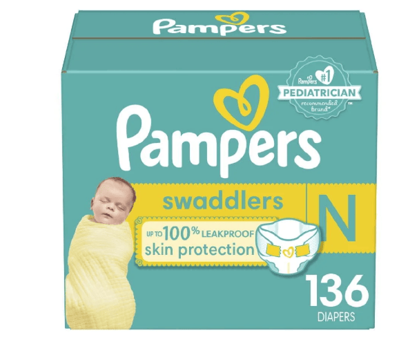 Pampers Swaddlers Baby Diapers Size Newborn, 136 Count Doba