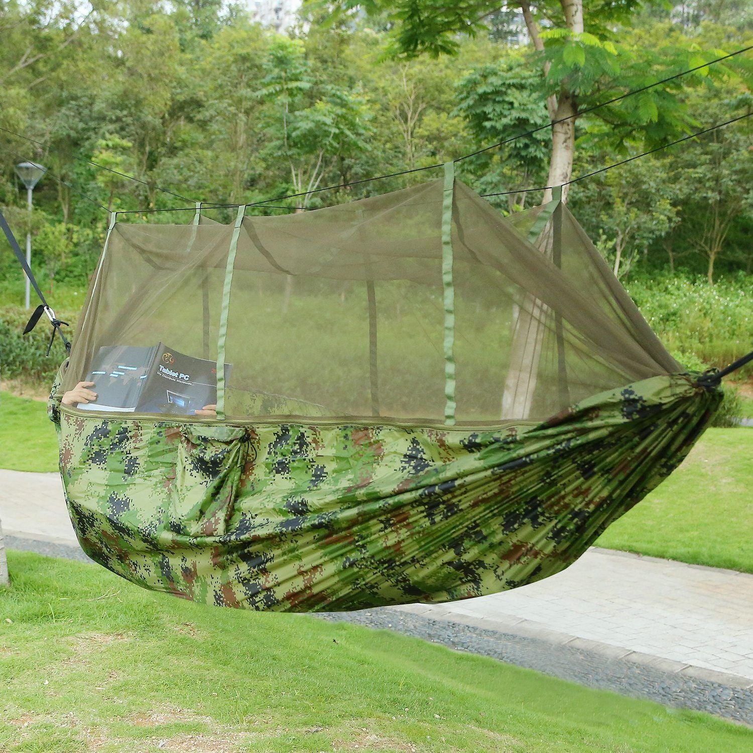 Camping Hammock with Mosquito Net, Portable Double Hammock Tent Load Two People with 2 Straps, Best for Outdoor Garden Hiking Travelable Double Hammock Tent Load Two People with 2 Straps, Best for Outdoor Garden Hiking Travel Doba