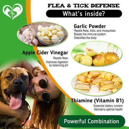 Revolutionary Chewable Flea & Tick Defense Plus Multivitamin for Dogs - All-in-One Natural Pest Control Tablets 10 Oz Doba