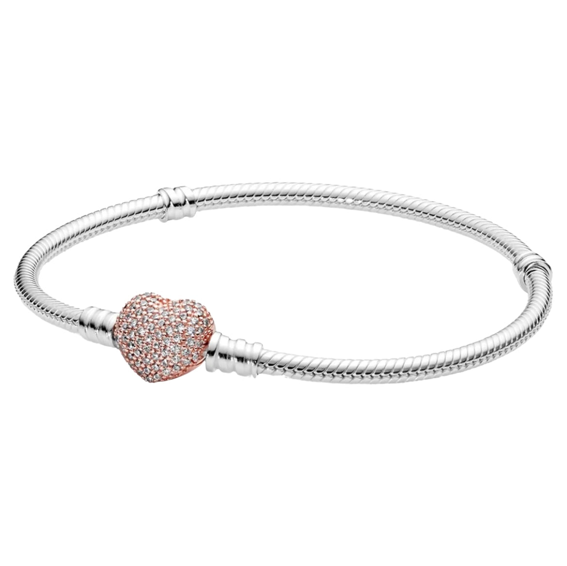 Rose Gold Micro Pave Crystal Heart Charm Bracelet Donatello Gian