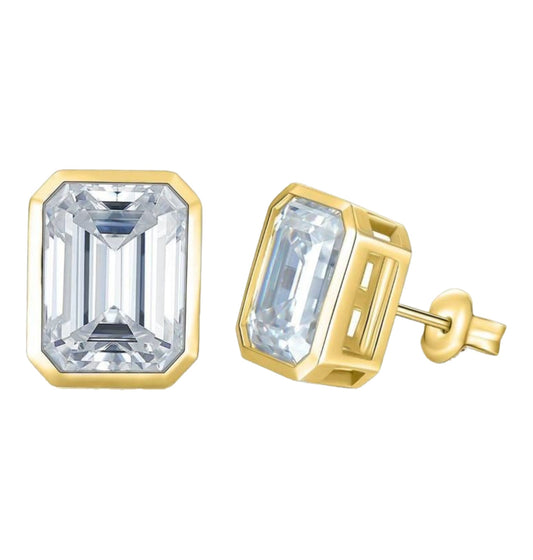 Elegant Emerald Cut Sterling Silver Earrings - Available in Two Colors Donatello Gian