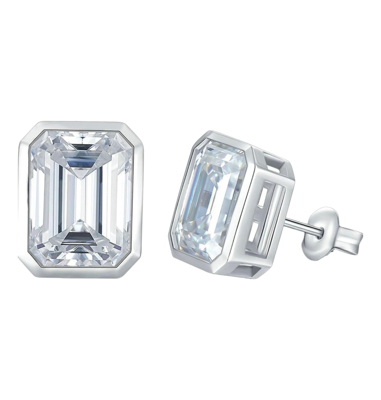 Elegant Emerald Cut Sterling Silver Earrings - Available in Two Colors Donatello Gian